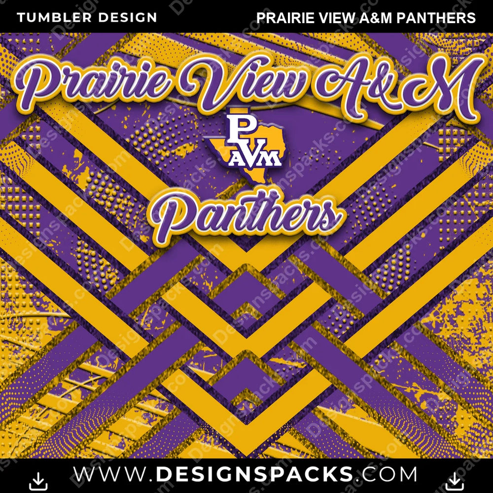 College Sport Glitter Stripe Prairie View A&M Panthers NCAA College Sport Tumbler Digital Wrap Design Download