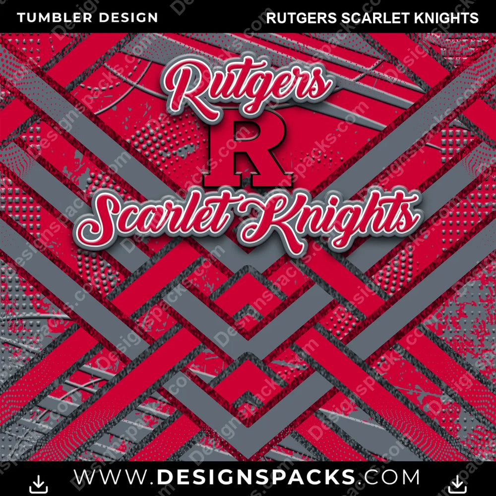 College Sport Glitter Stripe Rutgers Scarlet Knights NCAA College Sport Tumbler Digital Wrap Design Download