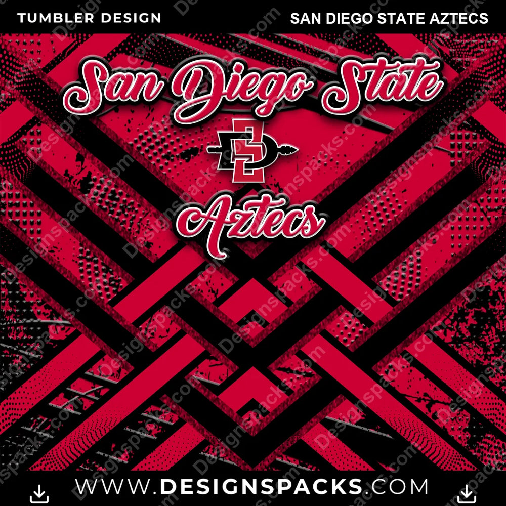 College Sport Glitter Stripe San Diego State Aztecs NCAA College Sport Tumbler Digital Wrap Design Download