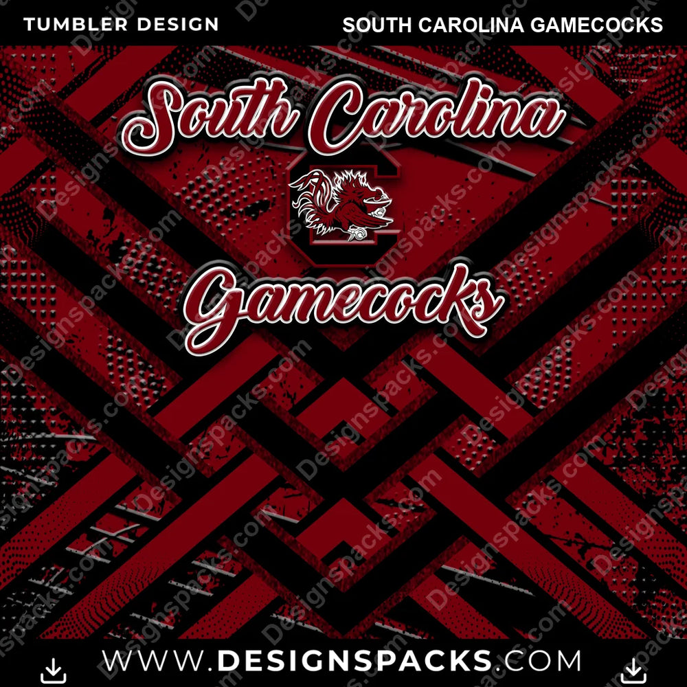 College Sport Glitter Stripe South Carolina Gamecocks NCAA College Sport Tumbler Digital Wrap Design Download