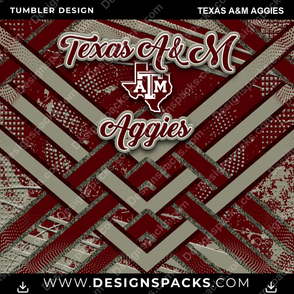 College Sport Glitter Stripe Texas A&M Aggies NCAA College Sport Tumbler Digital Wrap Design Download