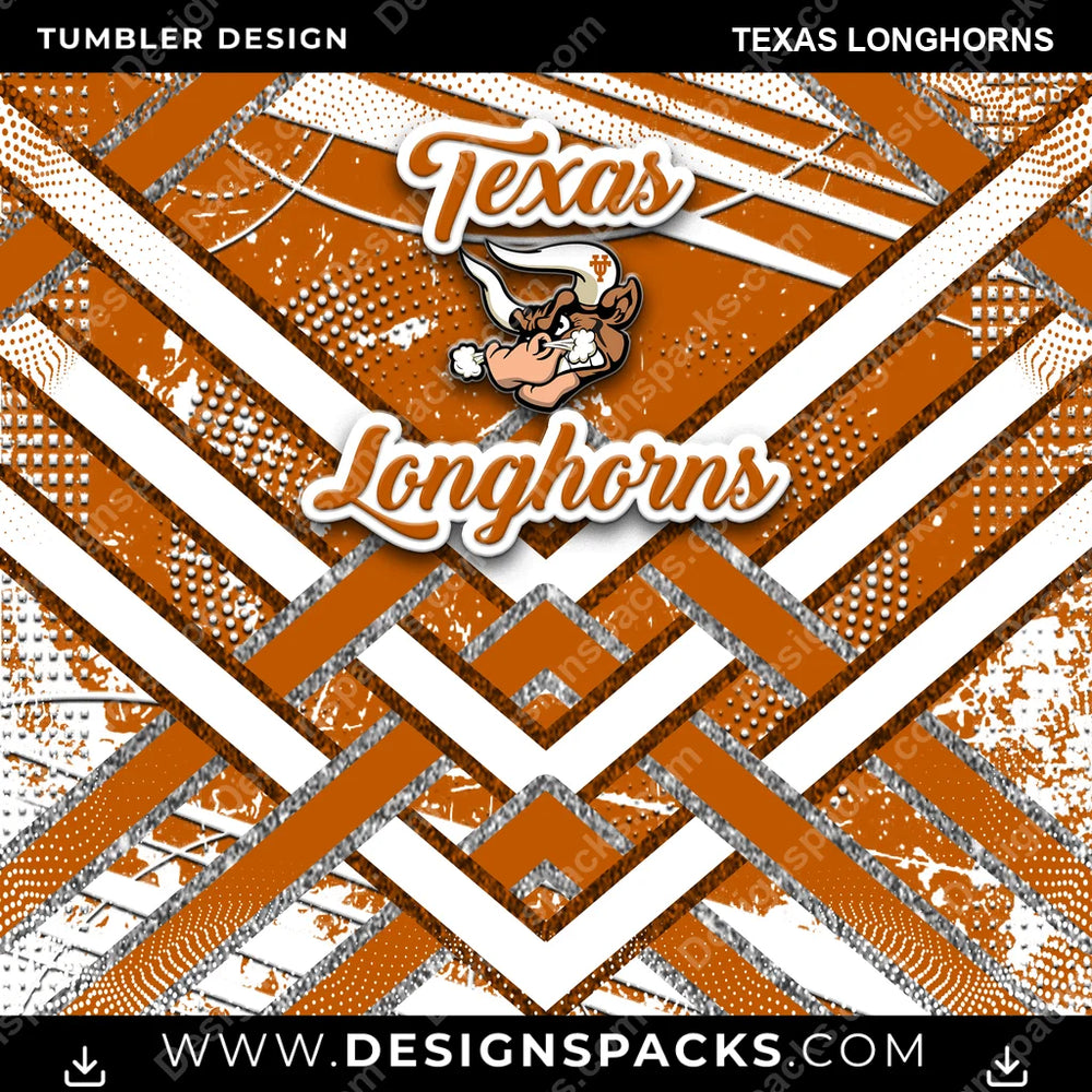 College Sport Glitter Stripe Texas Longhorns NCAA College Sport Tumbler Digital Wrap Design Download