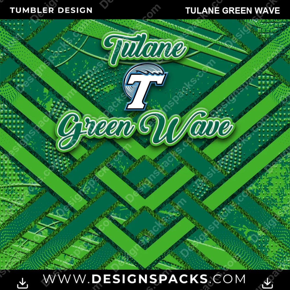 College Sport Glitter Stripe Tulane Green Wave NCAA College Sport Tumbler Digital Wrap Design Download