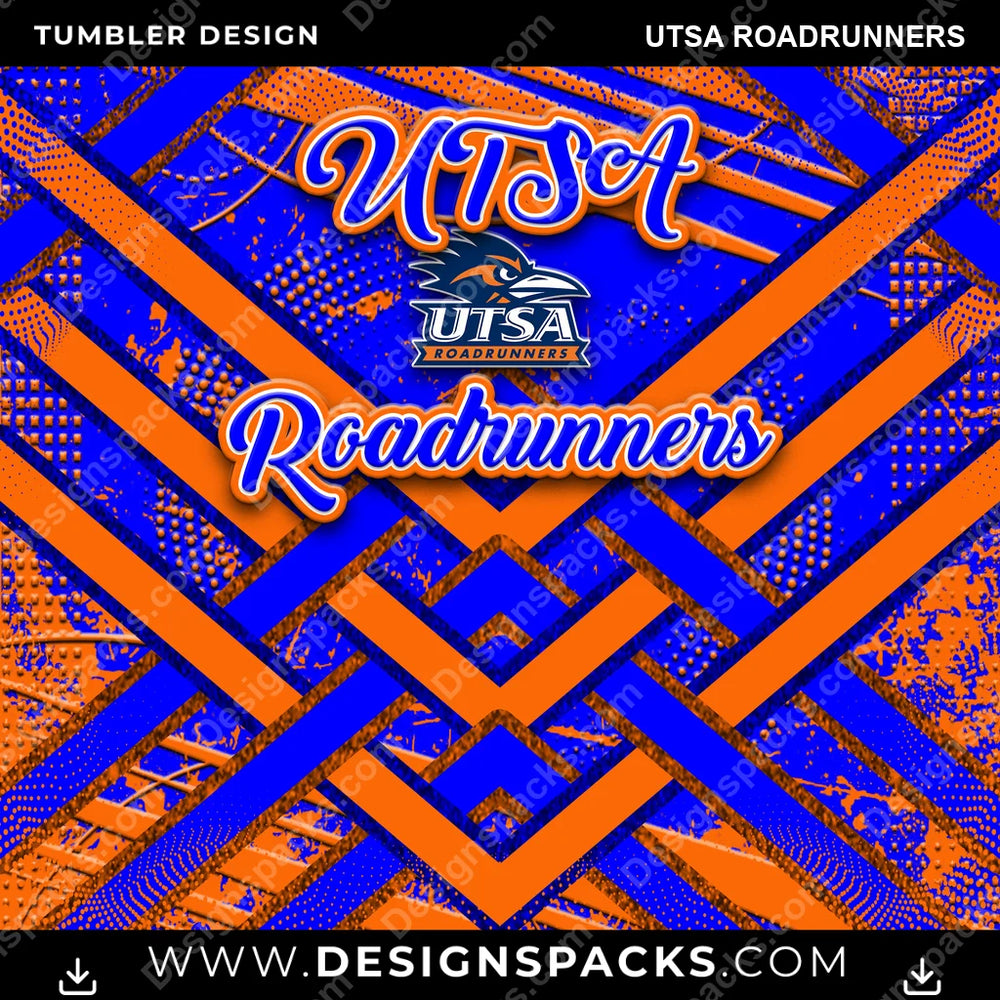 College Sport Glitter Stripe UTSA Roadrunners NCAA College Sport Tumbler Digital Wrap Design Download