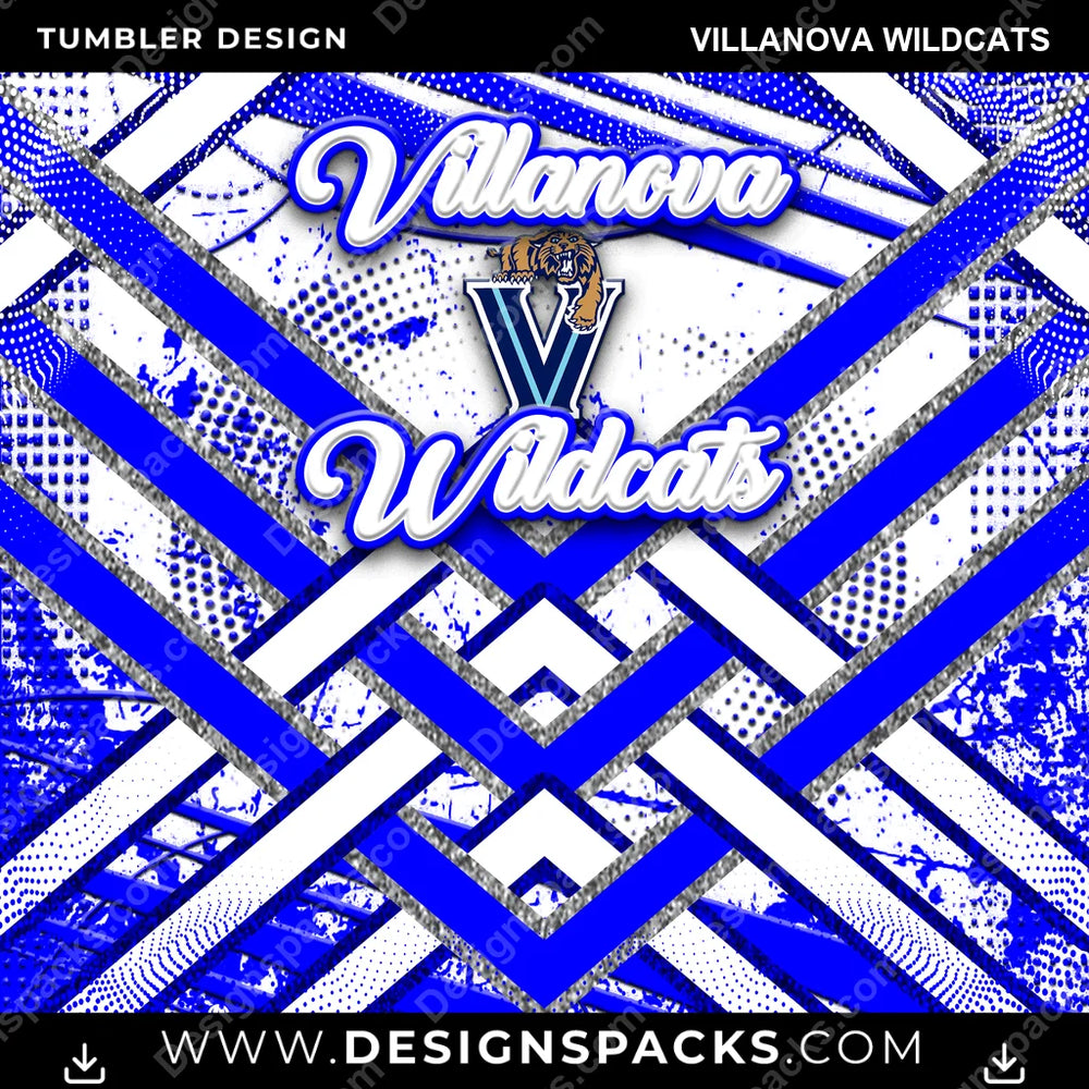 College Sport Glitter Stripe Villanova Wildcats NCAA College Sport Tumbler Digital Wrap Design Download