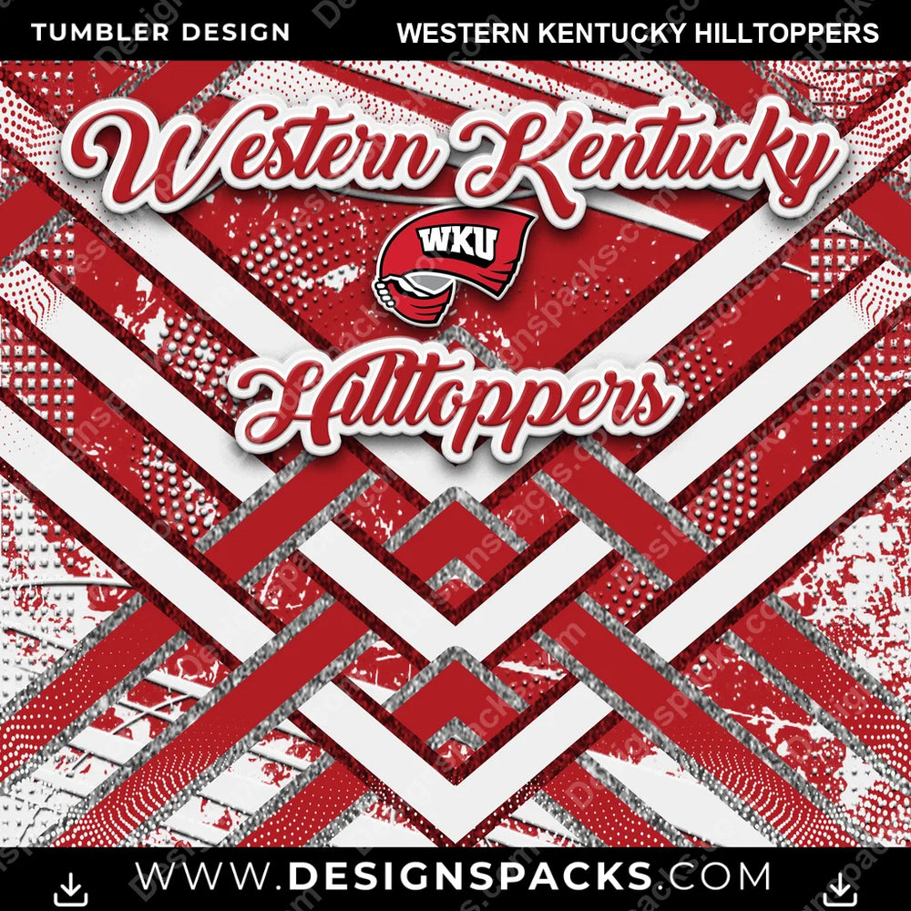 College Sport Glitter Stripe Western Kentucky Hilltoppers NCAA College Sport Tumbler Digital Wrap Design Download