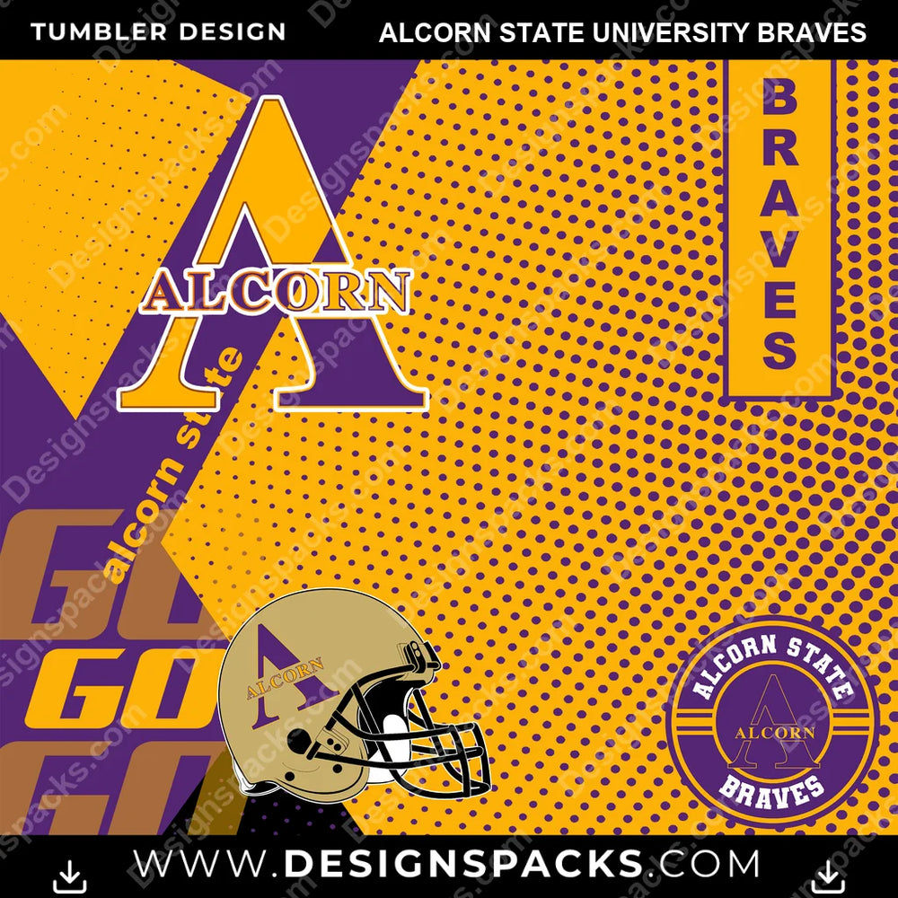 College Sport GO Alcorn State University Braves NCAA College Sport Tumbler Digital Wrap Design Download