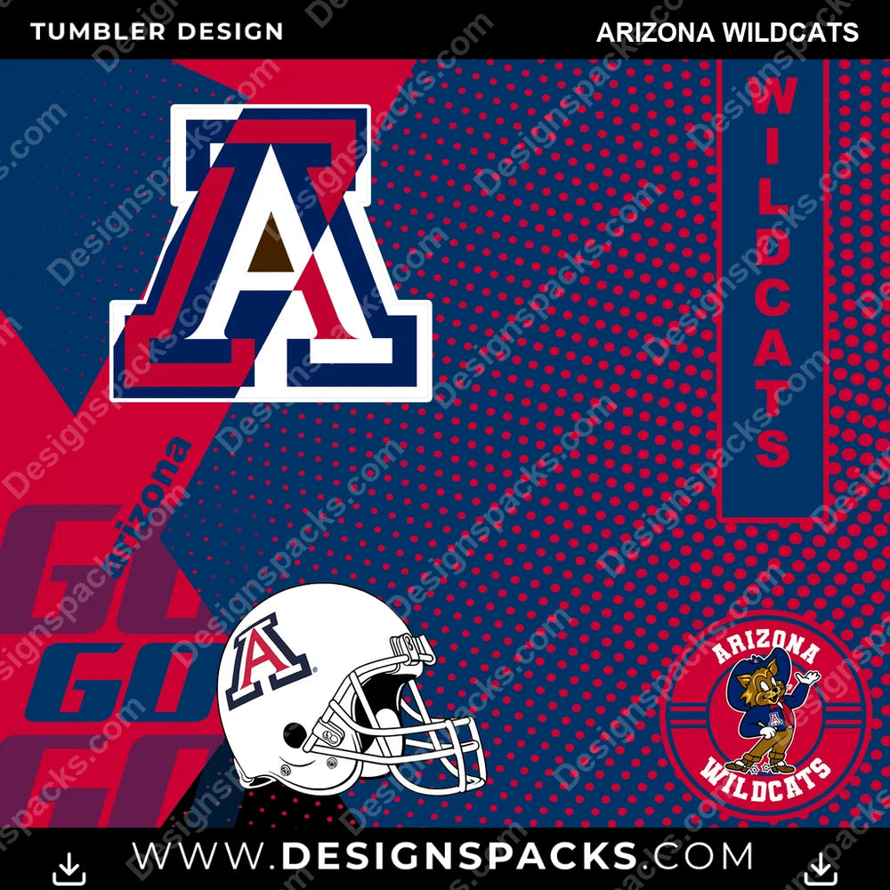 College Sport GO Arizona Wildcats NCAA College Sport Tumbler Digital Wrap Design Download