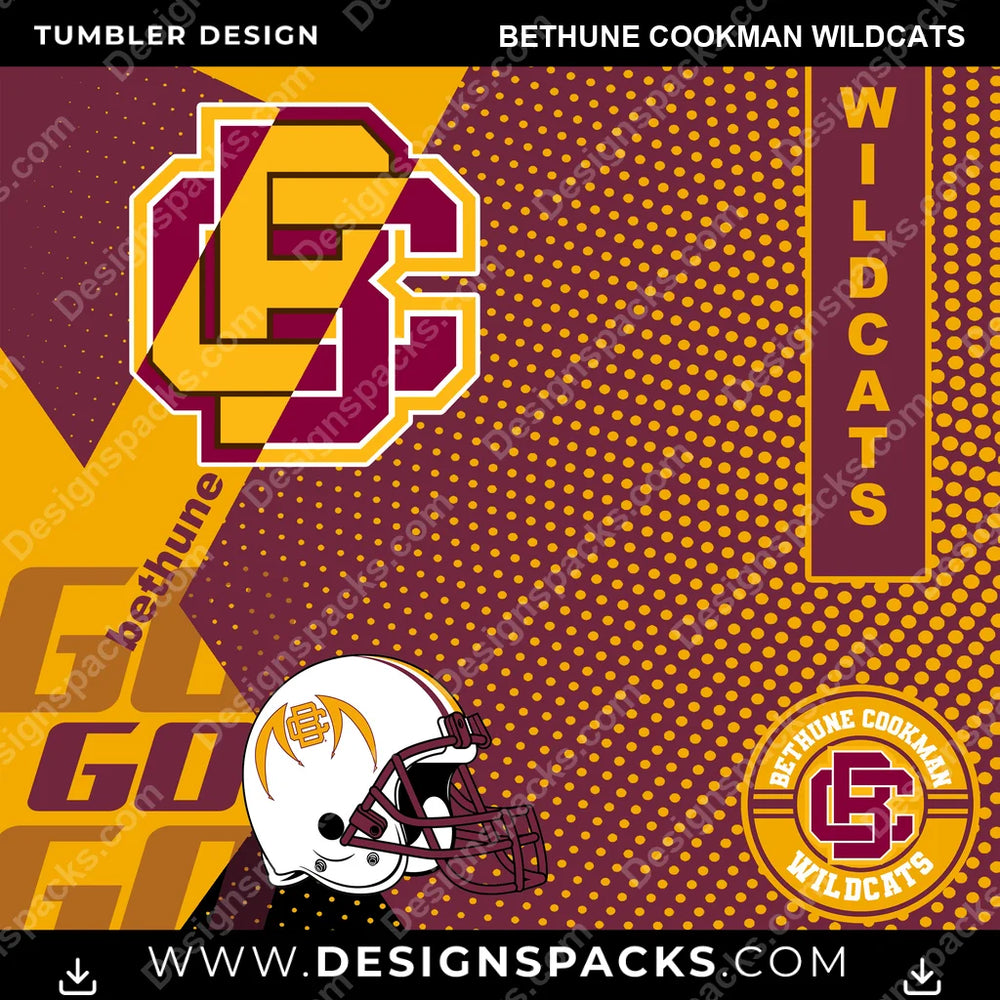 College Sport GO Bethune Cookman Wildcats NCAA College Sport Tumbler Digital Wrap Design Download