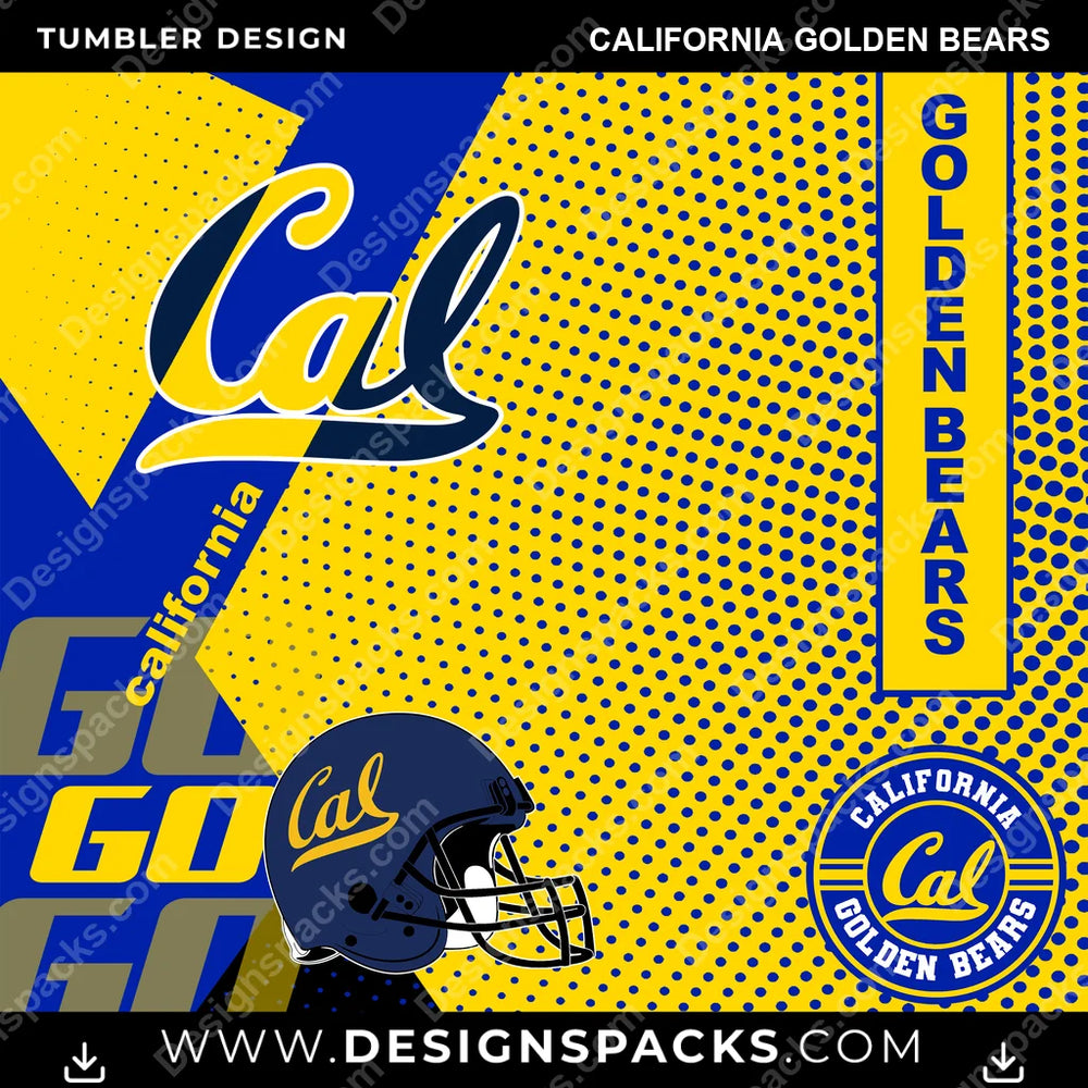College Sport GO California Golden Bears NCAA College Sport Tumbler Digital Wrap Design Download
