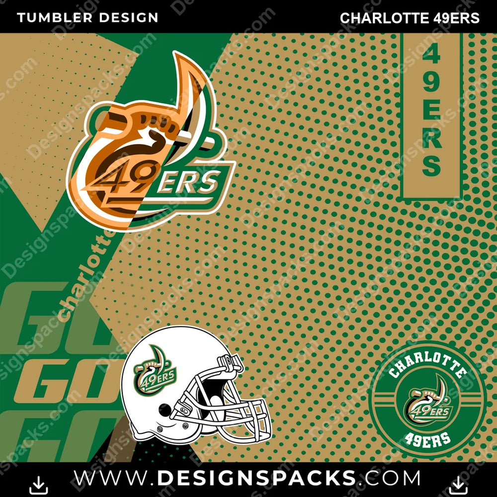 College Sport GO Charlotte 49ers NCAA College Sport Tumbler Digital Wrap Design Download