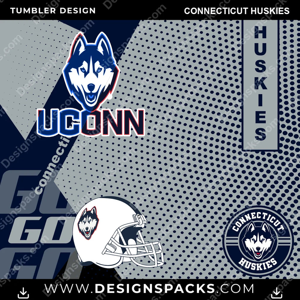 College Sport GO Connecticut Huskies NCAA College Sport Tumbler Digital Wrap Design Download