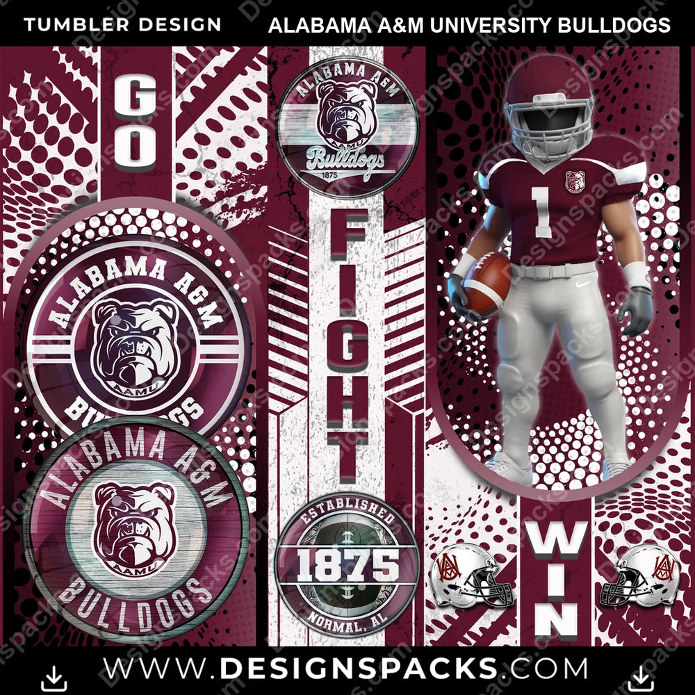 College Sport Go Fight Win Alabama A&M University Bulldogs NCAA College Sport Tumbler Digital Wrap Design Download
