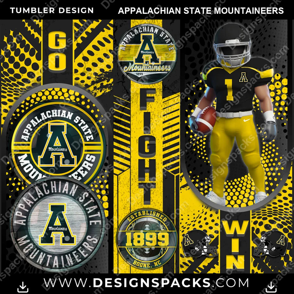College Sport Go Fight Win Appalachian State Mountaineers NCAA College Sport Tumbler Digital Wrap Design Download