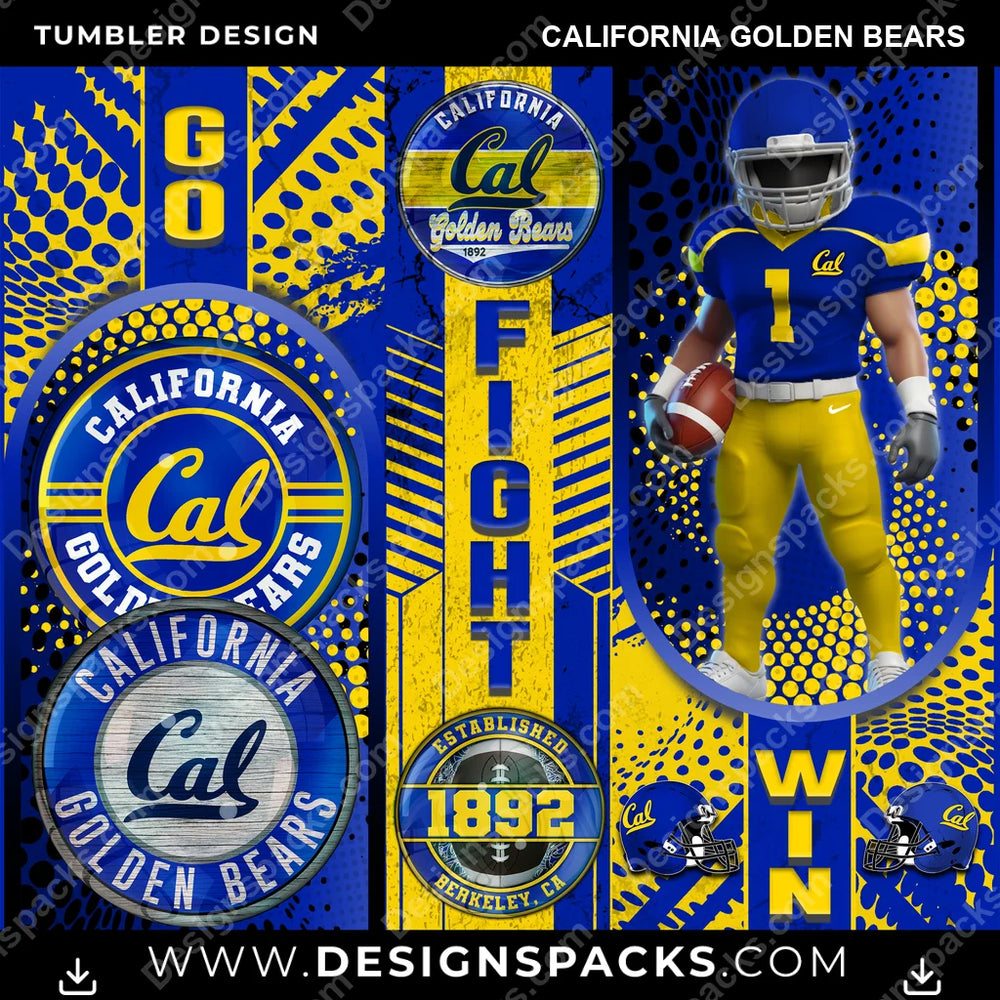 College Sport Go Fight Win California Golden Bears NCAA College Sport Tumbler Digital Wrap Design Download