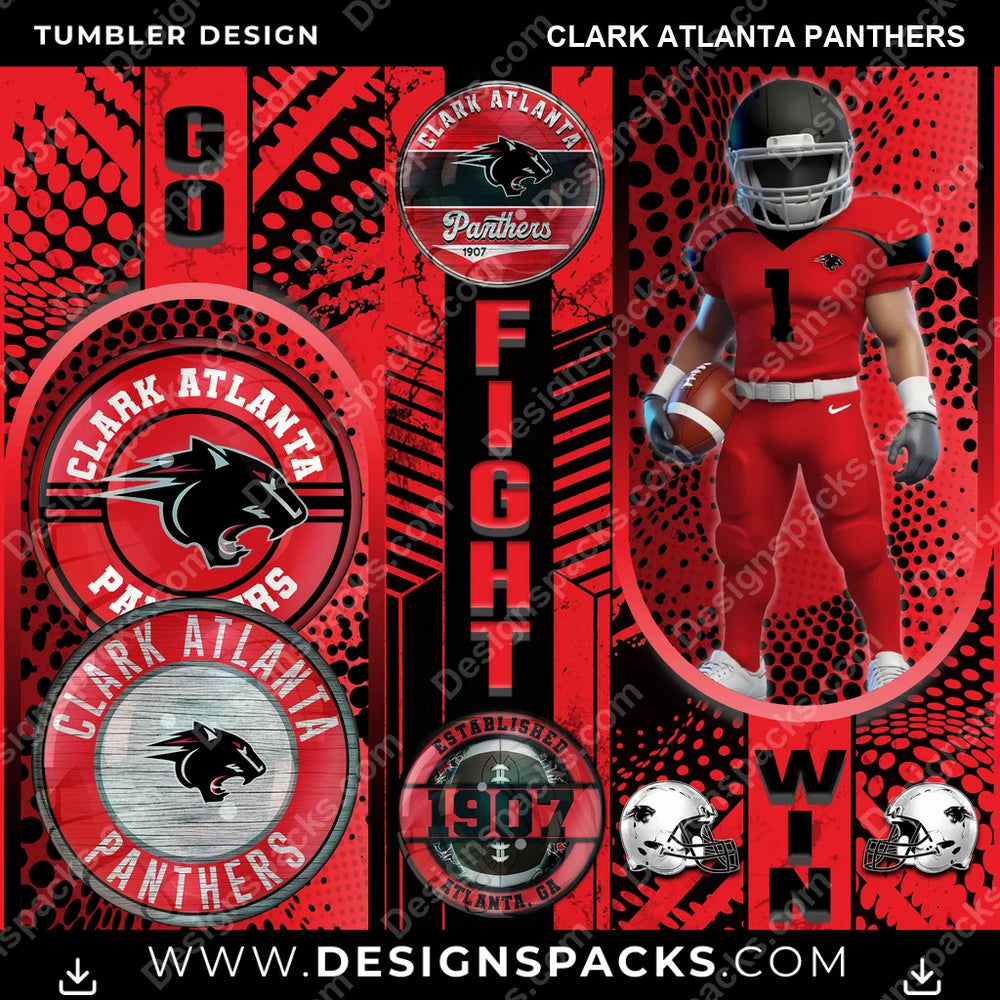 College Sport Go Fight Win Clark Atlanta Panthers NCAA College Sport Tumbler Digital Wrap Design Download