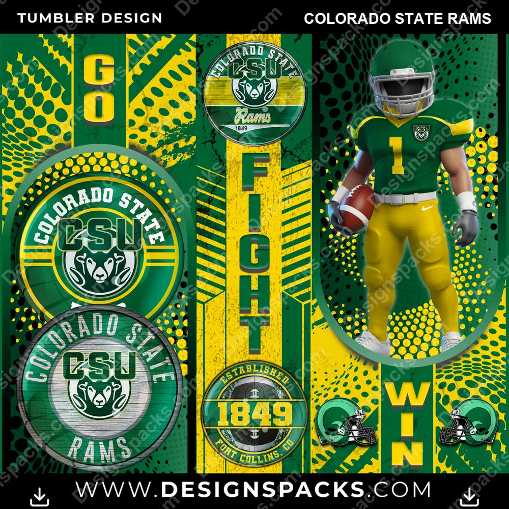 College Sport Go Fight Win Colorado State Rams NCAA College Sport Tumbler Digital Wrap Design Download
