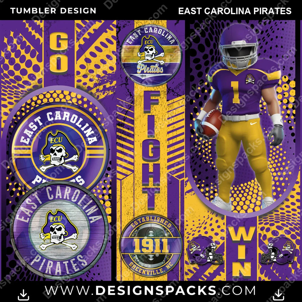 College Sport Go Fight Win East Carolina Pirates NCAA College Sport Tumbler Digital Wrap Design Download