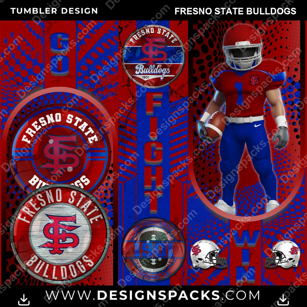 College Sport Go Fight Win Fresno State Bulldogs NCAA College Sport Tumbler Digital Wrap Design Download
