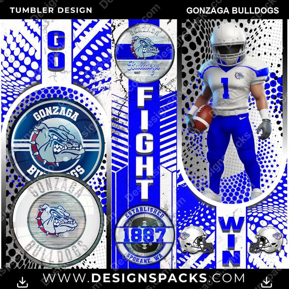 College Sport Go Fight Win Gonzaga Bulldogs NCAA College Sport Tumbler Digital Wrap Design Download