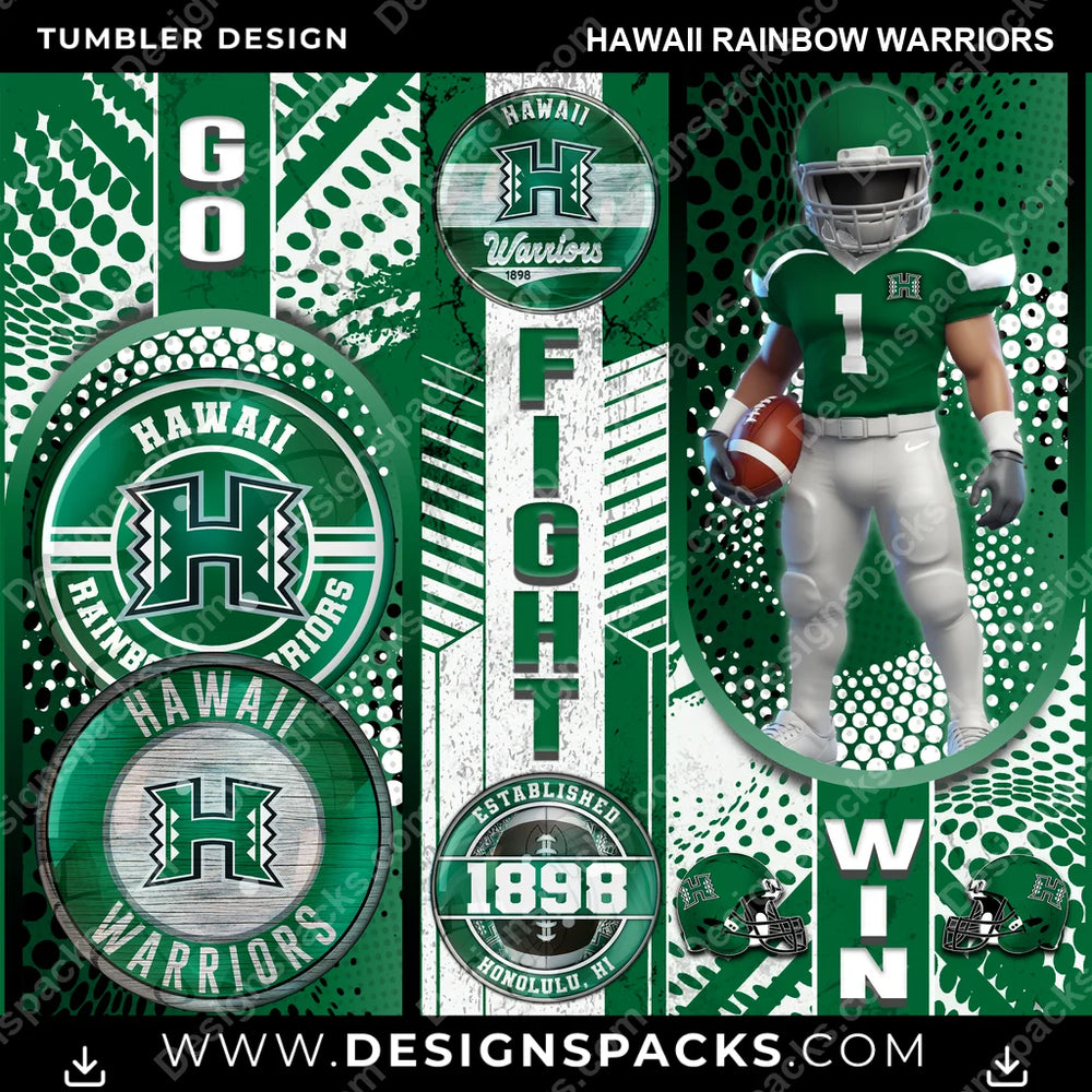 College Sport Go Fight Win Hawaii Rainbow Warriors NCAA College Sport Tumbler Digital Wrap Design Download