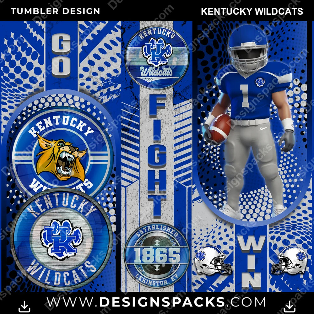 College Sport Go Fight Win Kentucky Wildcats NCAA College Sport Tumbler Digital Wrap Design Download