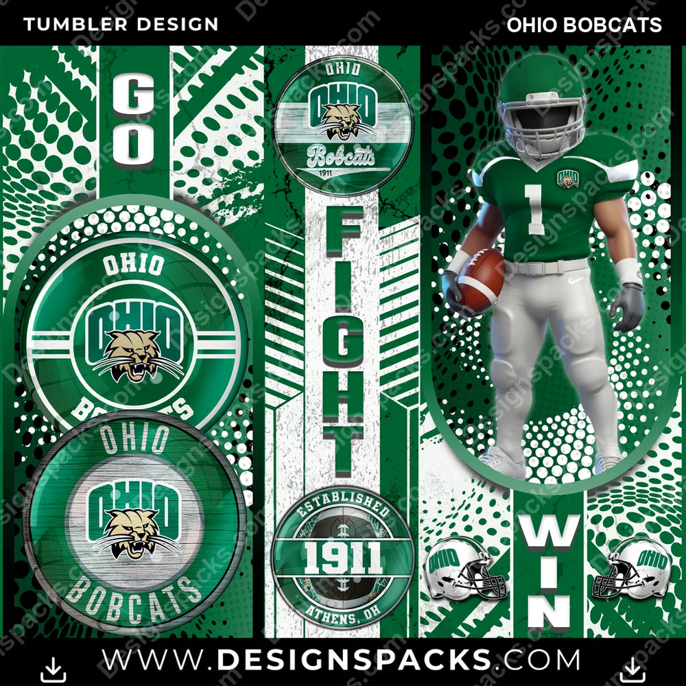 College Sport Go Fight Win Ohio Bobcats NCAA College Sport Tumbler Digital Wrap Design Download