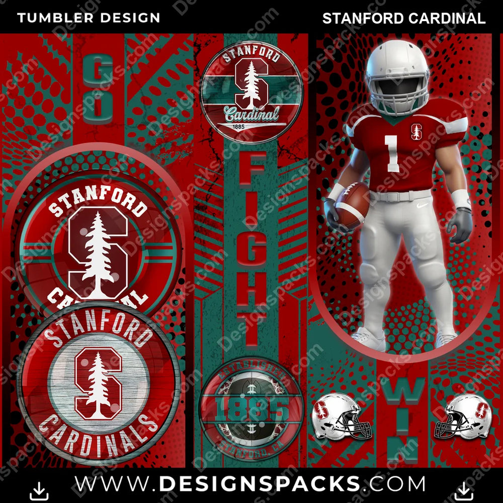 College Sport Go Fight Win Stanford Cardinal NCAA College Sport Tumbler Digital Wrap Design Download