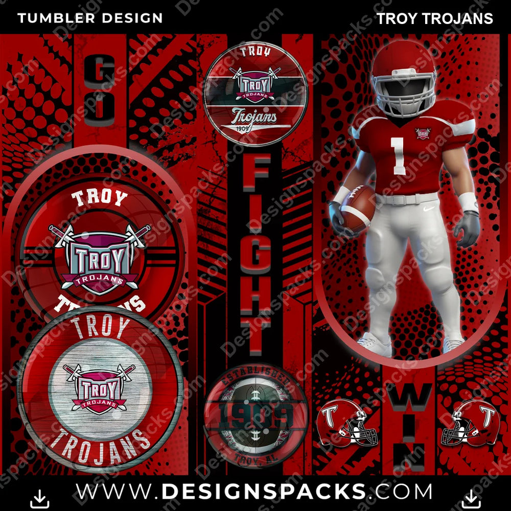 College Sport Go Fight Win Troy Trojans NCAA College Sport Tumbler Digital Wrap Design Download
