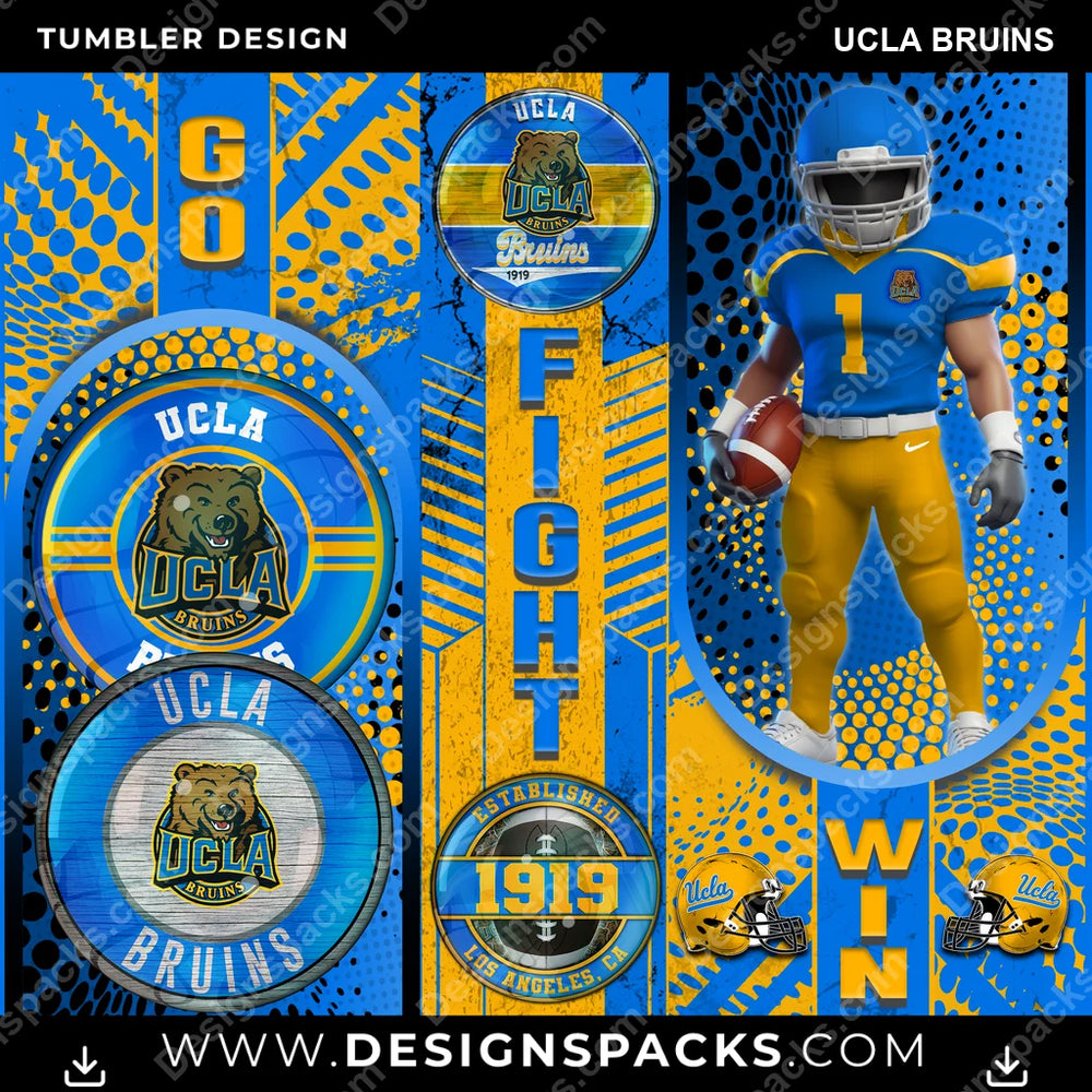 College Sport Go Fight Win UCLA Bruins NCAA College Sport Tumbler Digital Wrap Design Download