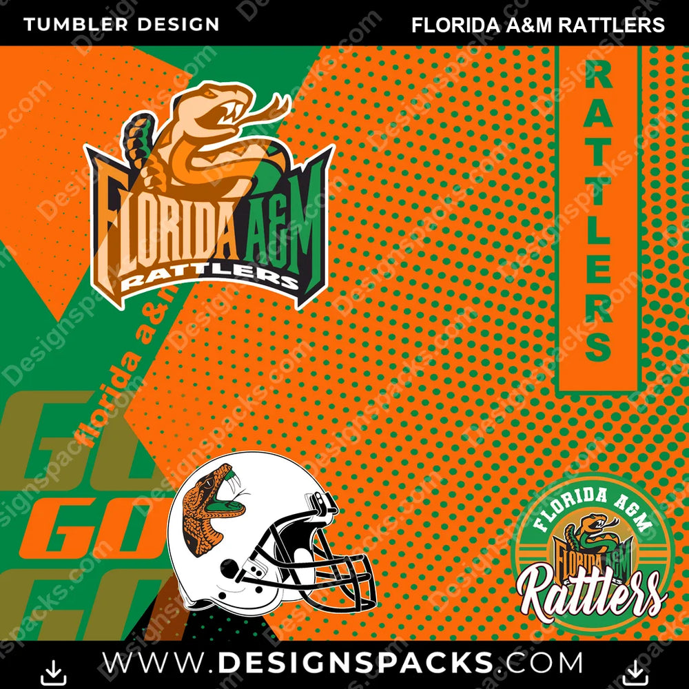 College Sport GO Florida A&M Rattlers NCAA College Sport Tumbler Digital Wrap Design Download