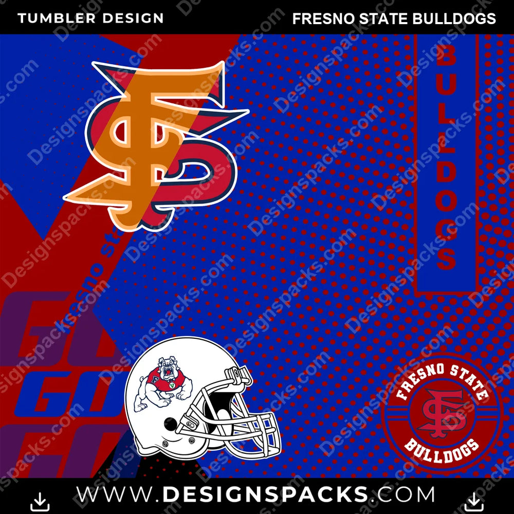 College Sport GO Fresno State Bulldogs NCAA College Sport Tumbler Digital Wrap Design Download