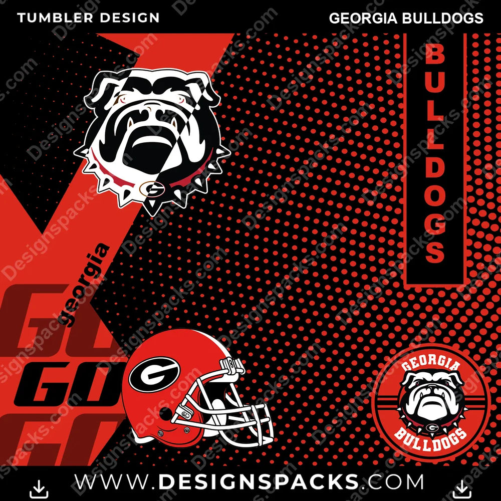 College Sport GO Georgia Bulldogs NCAA College Sport Tumbler Digital Wrap Design Download