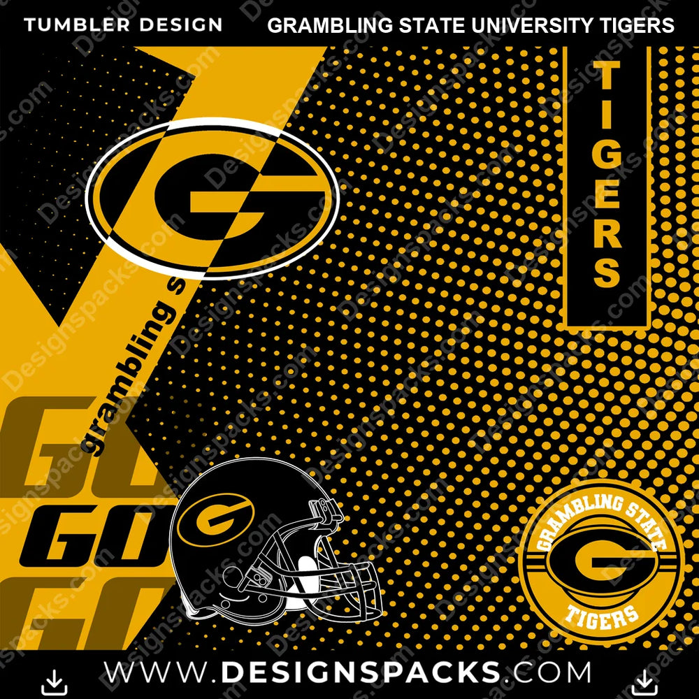 College Sport GO Grambling State University Tigers NCAA College Sport Tumbler Digital Wrap Design Download