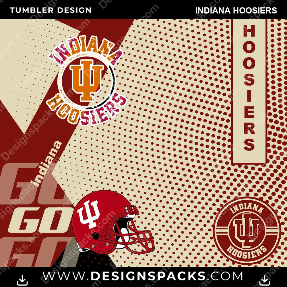 College Sport GO Indiana Hoosiers NCAA College Sport Tumbler Digital Wrap Design Download