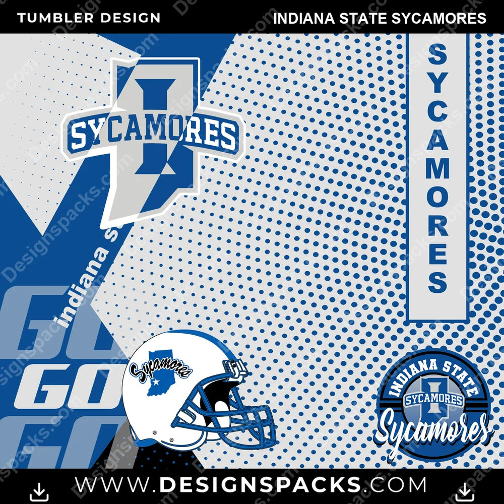 College Sport GO Indiana State Sycamores NCAA College Sport Tumbler Digital Wrap Design Download