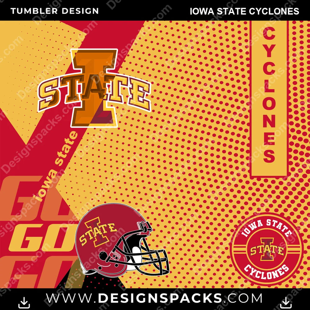 College Sport GO Iowa State Cyclones NCAA College Sport Tumbler Digital Wrap Design Download