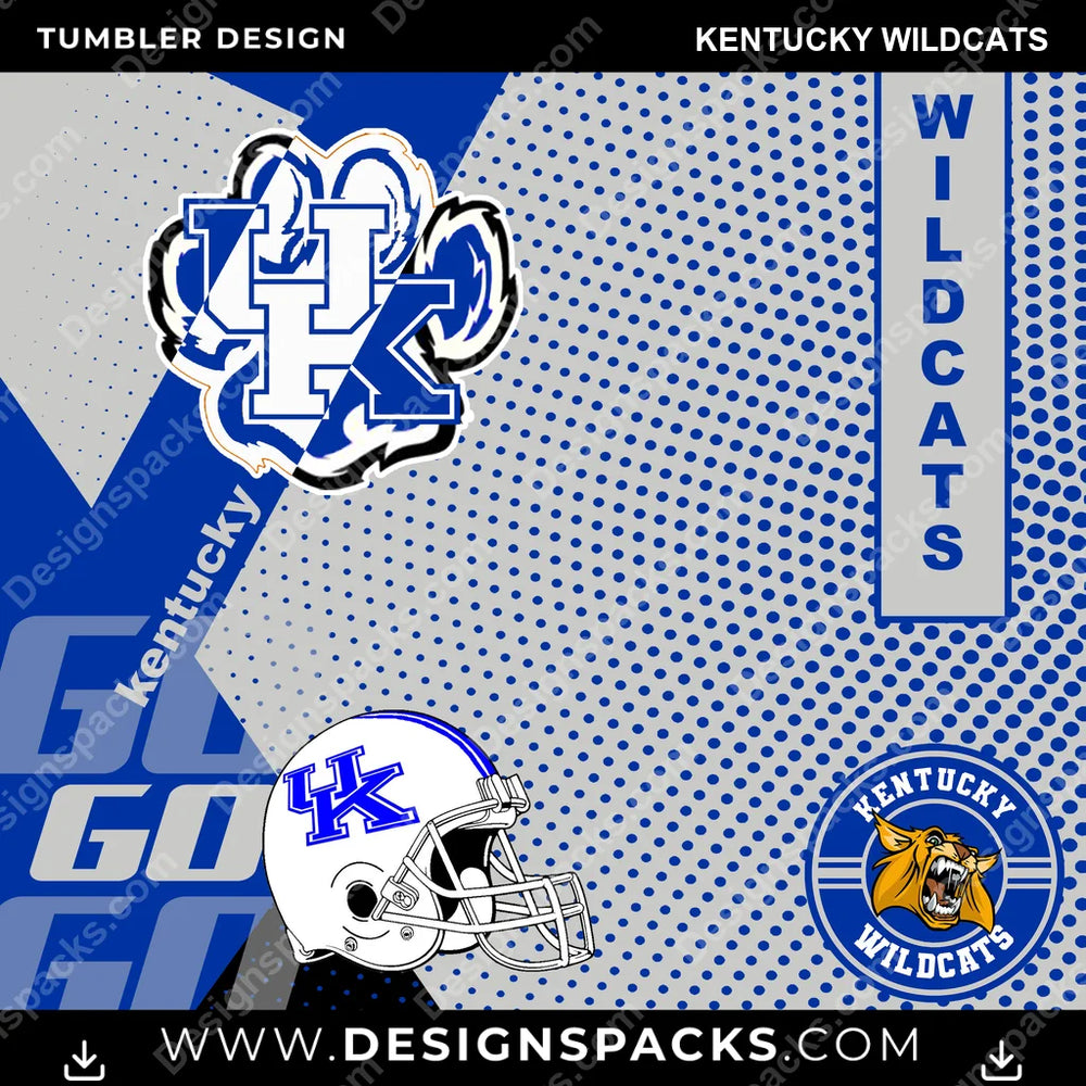 College Sport GO Kentucky Wildcats NCAA College Sport Tumbler Digital Wrap Design Download