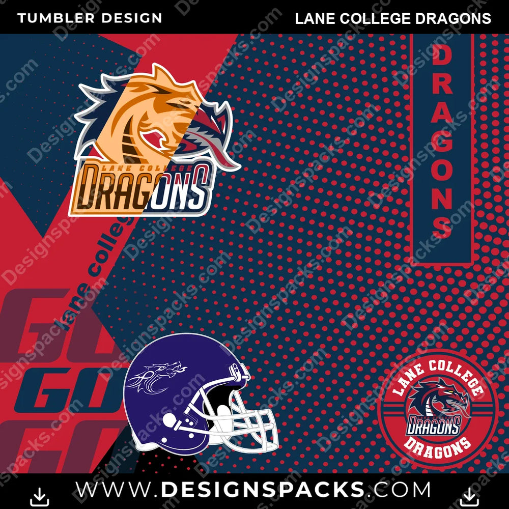 College Sport GO Lane College Dragons NCAA Tumbler Digital Wrap Design Download