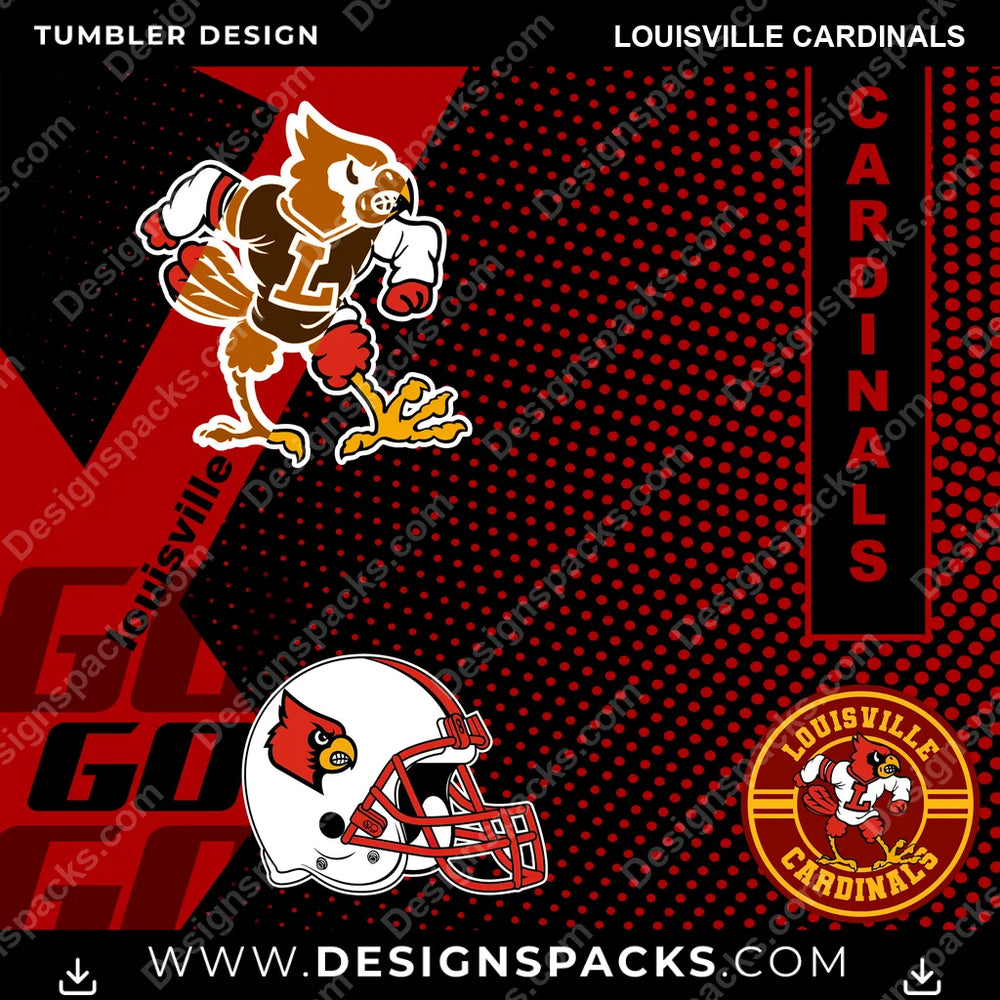 College Sport GO Louisville Cardinals NCAA College Sport Tumbler Digital Wrap Design Download