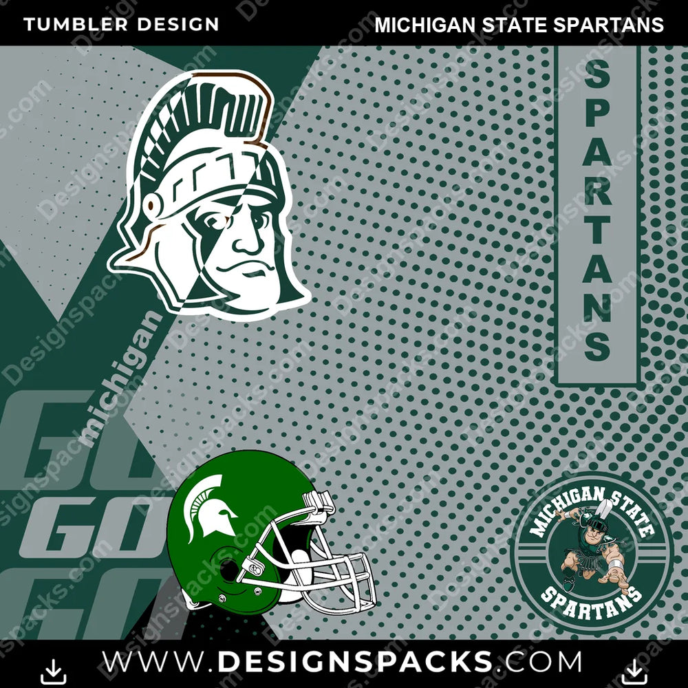 College Sport GO Michigan State Spartans NCAA College Sport Tumbler Digital Wrap Design Download