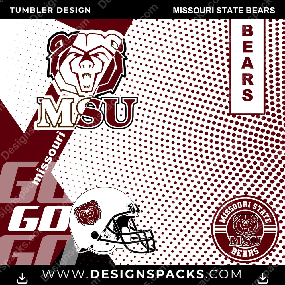 College Sport GO Missouri State Bears NCAA College Sport Tumbler Digital Wrap Design Download