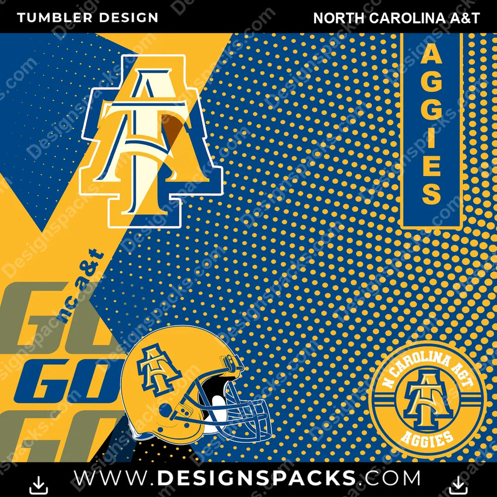 College Sport GO North Carolina A&T NCAA College Sport Tumbler Digital Wrap Design Download