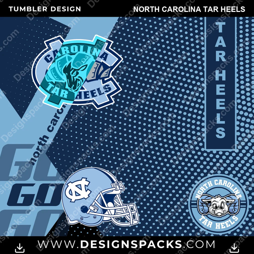 College Sport GO North Carolina Tar Heels NCAA College Sport Tumbler Digital Wrap Design Download