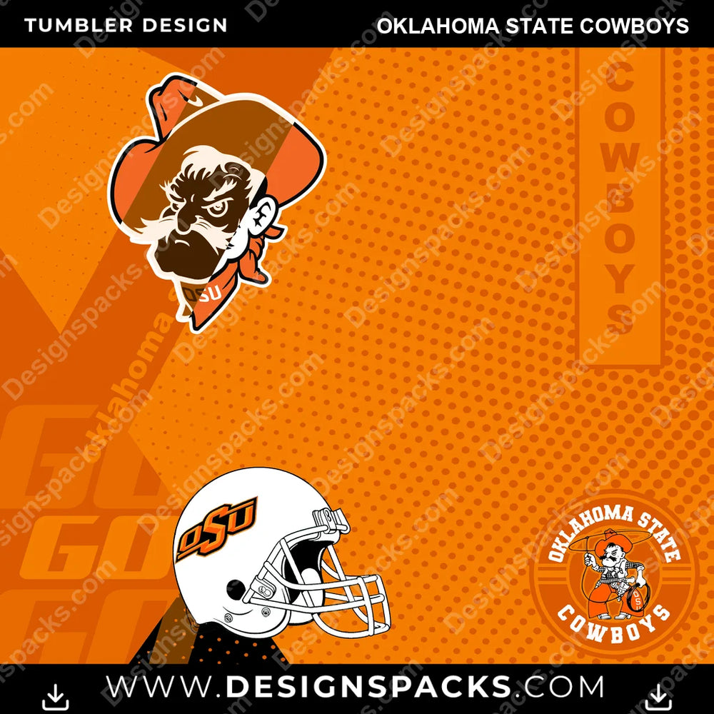 College Sport GO Oklahoma State Cowboys NCAA College Sport Tumbler Digital Wrap Design Download