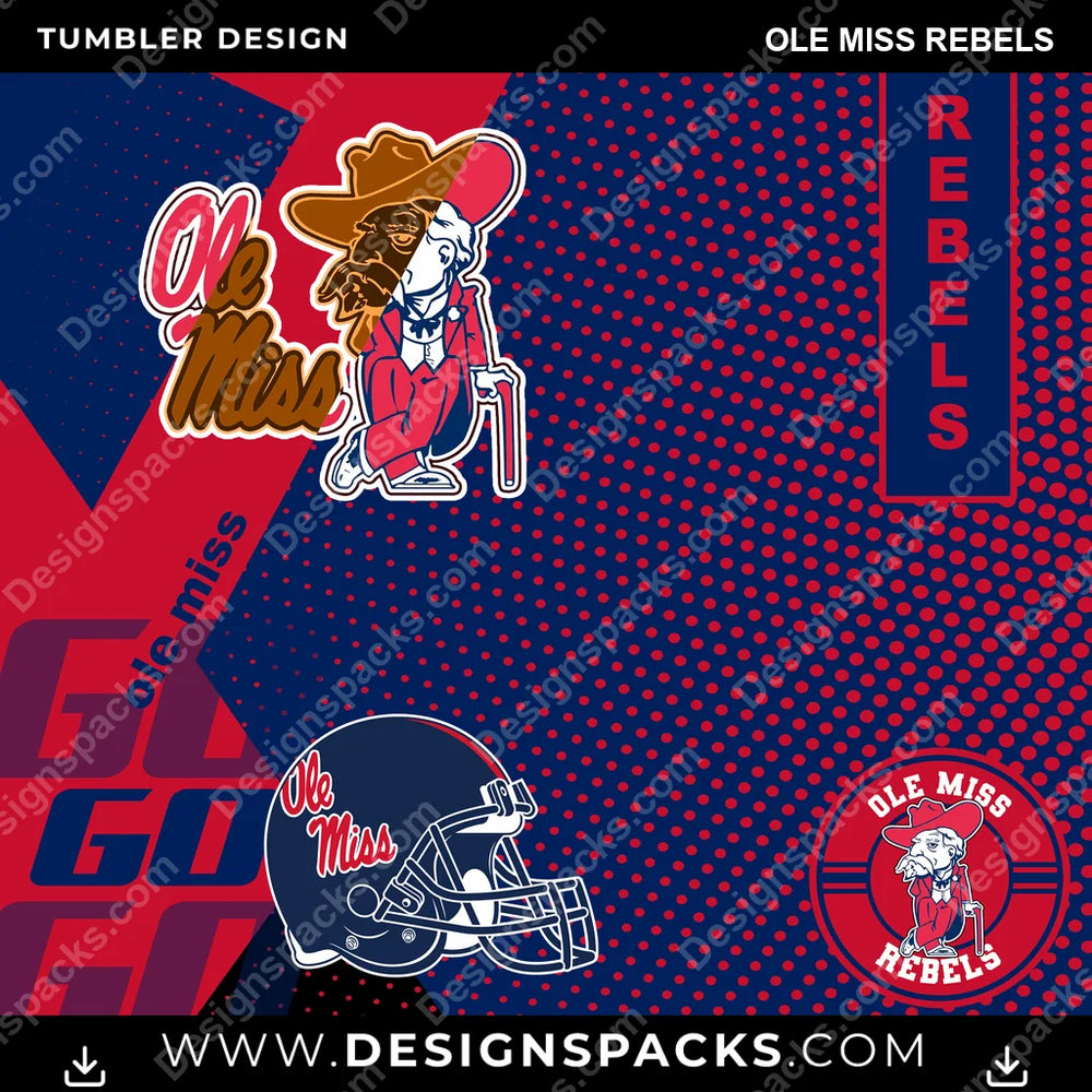 College Sport GO Ole Miss Rebels NCAA College Sport Tumbler Digital Wrap Design Download