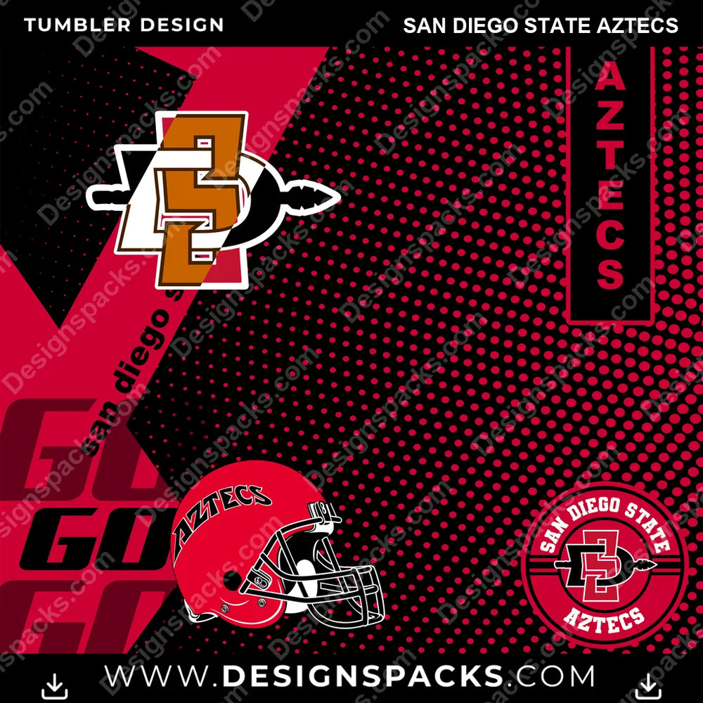 College Sport GO San Diego State Aztecs NCAA College Sport Tumbler Digital Wrap Design Download