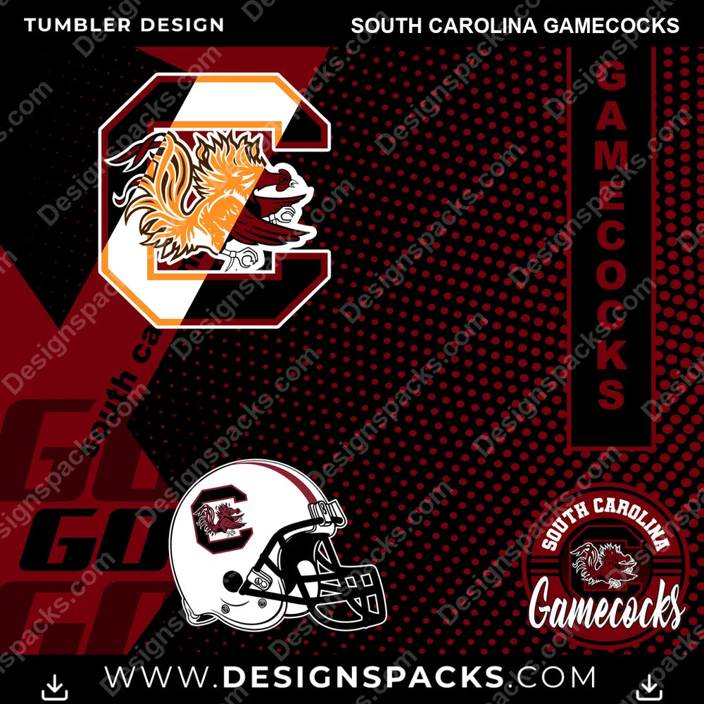 College Sport GO South Carolina Gamecocks NCAA College Sport Tumbler Digital Wrap Design Download