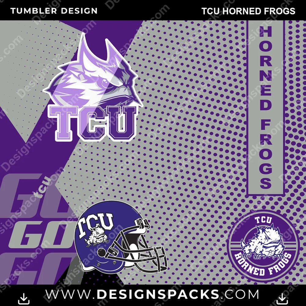 College Sport GO TCU Horned Frogs NCAA College Sport Tumbler Digital Wrap Design Download