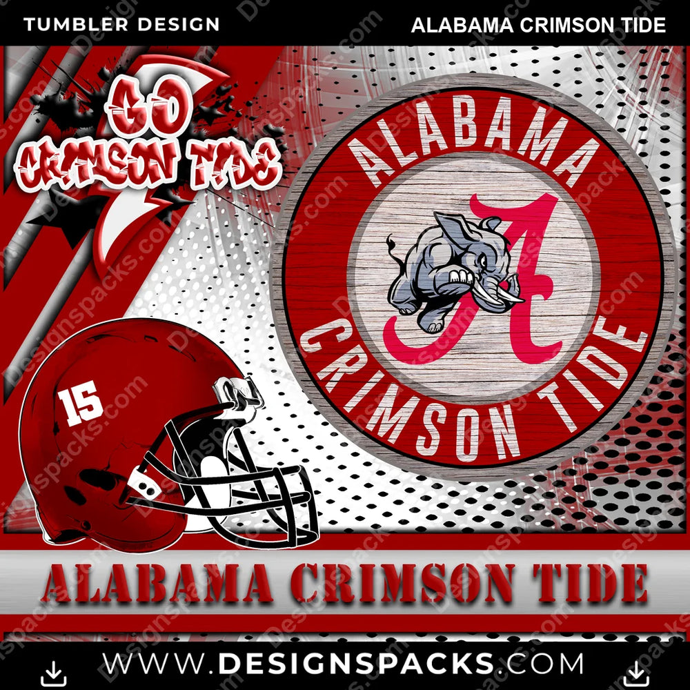 College Sport Go Team 2 Alabama Crimson Tide NCAA College Sport Tumbler Digital Wrap Design Download